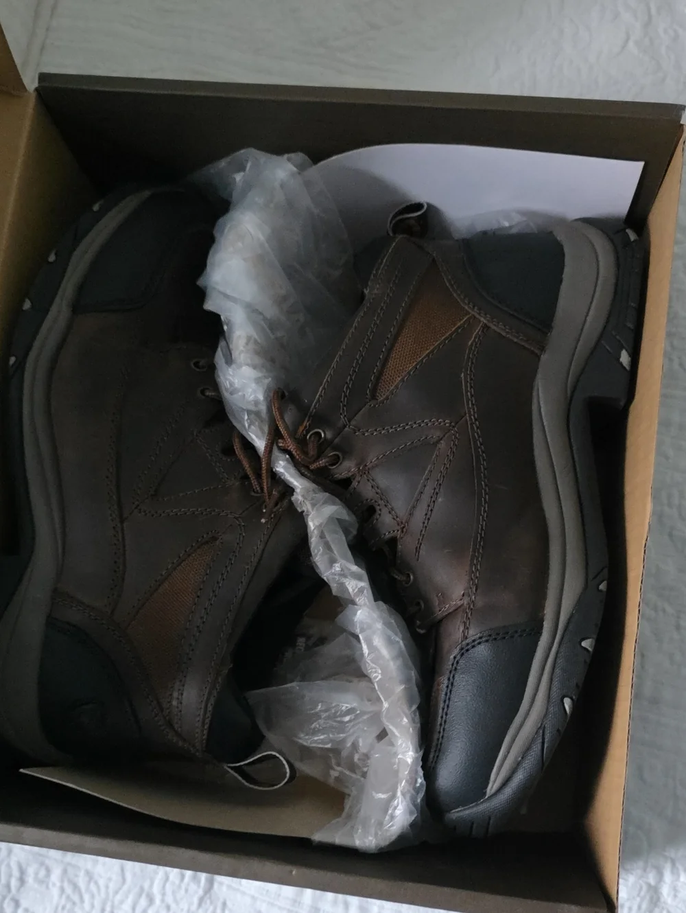 Ariat Men's Dark Brown Leather Lace-Up Work Boots